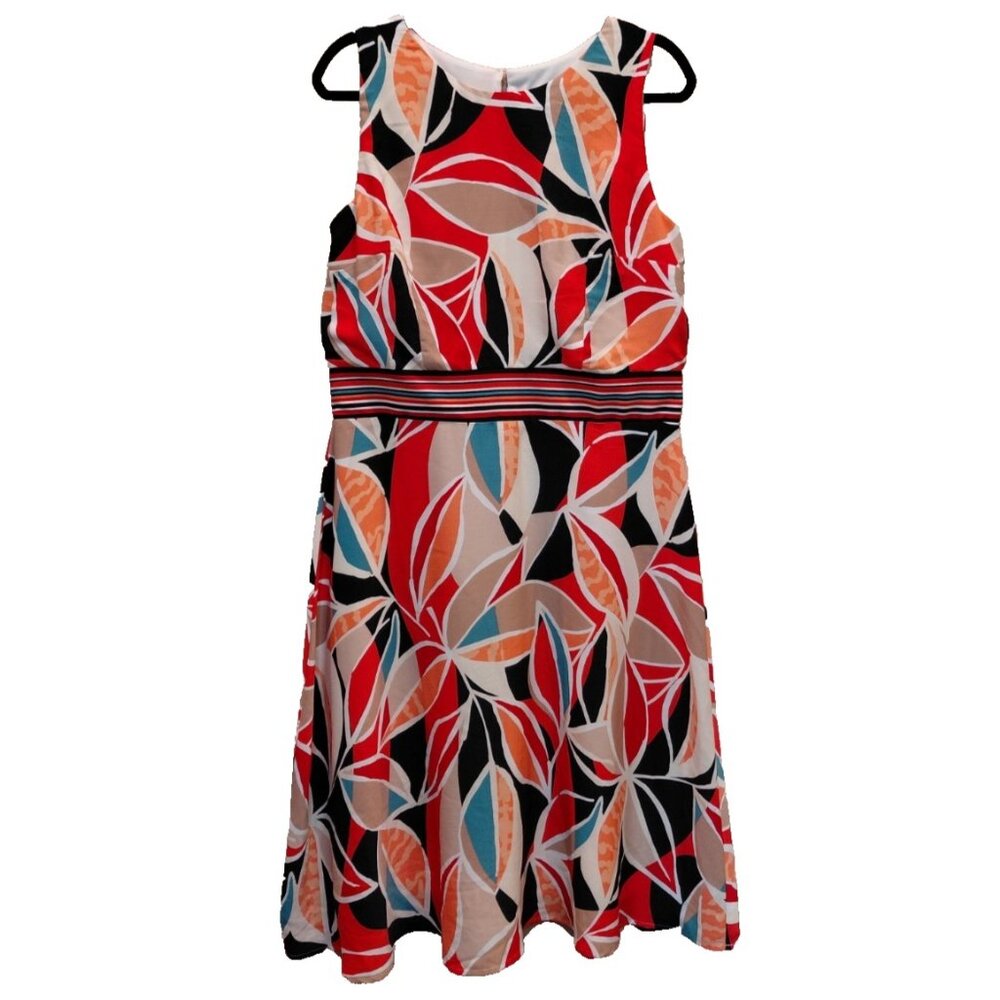 Chetta B Floral Blouson Midi Dress Sz 14 Multicolor Sleeveless Lined